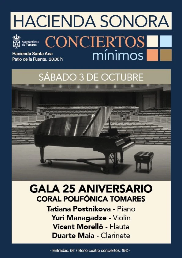 Poster for Hacienda Sonora: Conciertos Mínimos, the 25th-anniversary gala of the Coral Polifónica Tomares