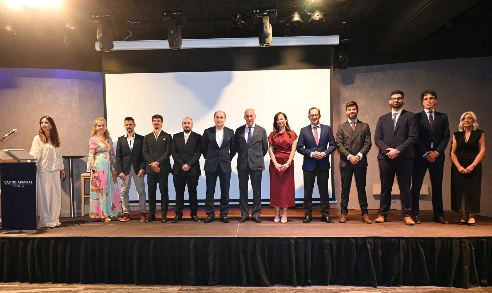 Winners of the sixth Ciudad de Tomares Business Excellence Awards on stage with officials