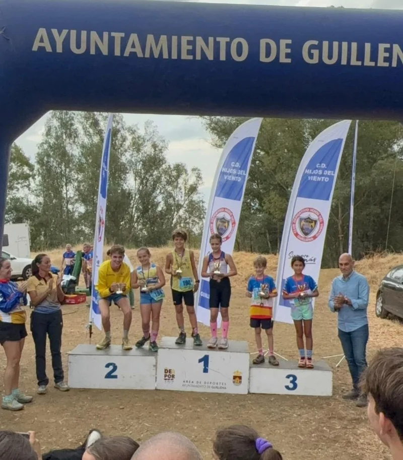 Podium prizegiving at the fifth Ruta del Agua-Guillena Mountain Running Championship