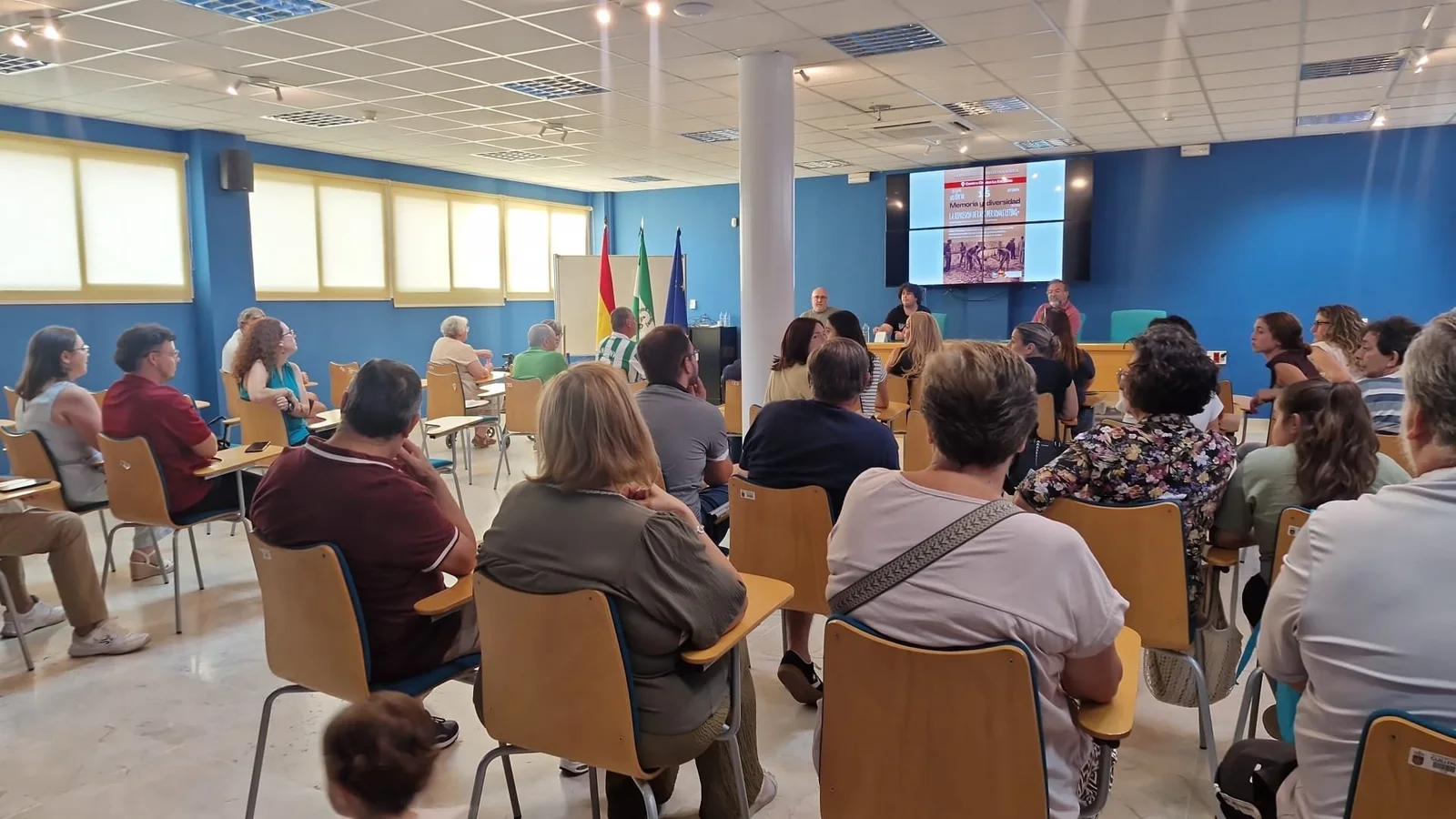Audience at a Democratic Memory Days round table in Guillena's La Estación Civic Centre